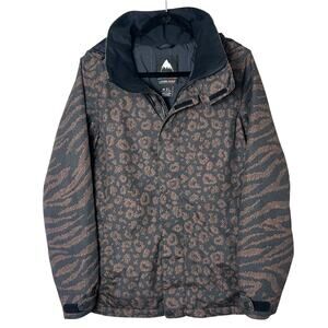Burton Women's Jet Set Jacket Animal Mashup Black Brown Ski Snowboard Medium